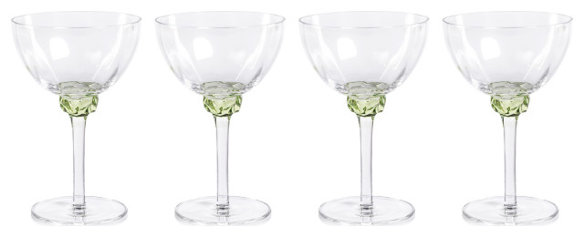 Cambrai 4-Piece Martini / Cocktail Optic Glass Set, Lime