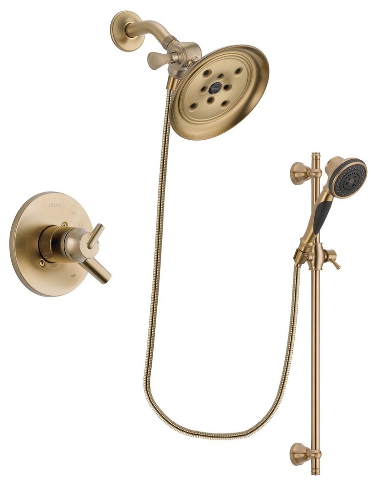 Delta Trinsic Champagne Bronze Shower Faucet System With Hand Shower