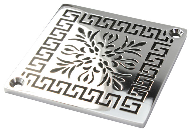 Schluter-Kerdi Shower Drain Replacement Cover, Greek Fret Design, Polished Stainless Steel