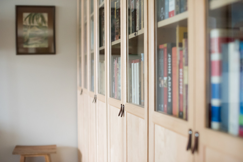 IKEA Hack: Leather Tab Pulls on BILLY Bookcase - Contemporary - Living Room - Portland - by Walnut Studiolo