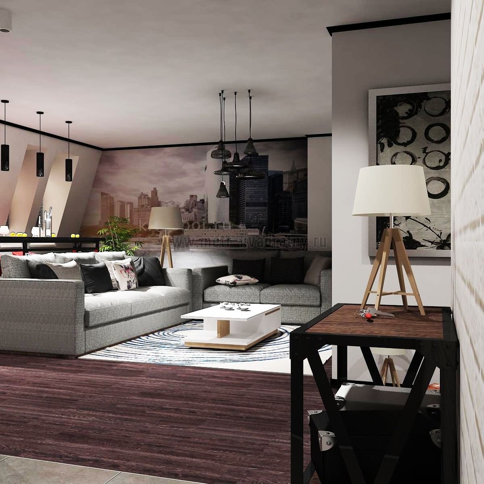 мансардная квартира с налетом стиля Лофт