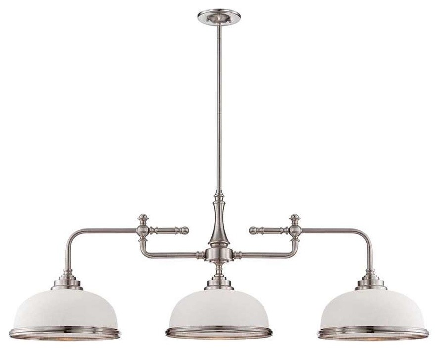 Sutton Place 3-Light Trestle, Satin Nickel and White
