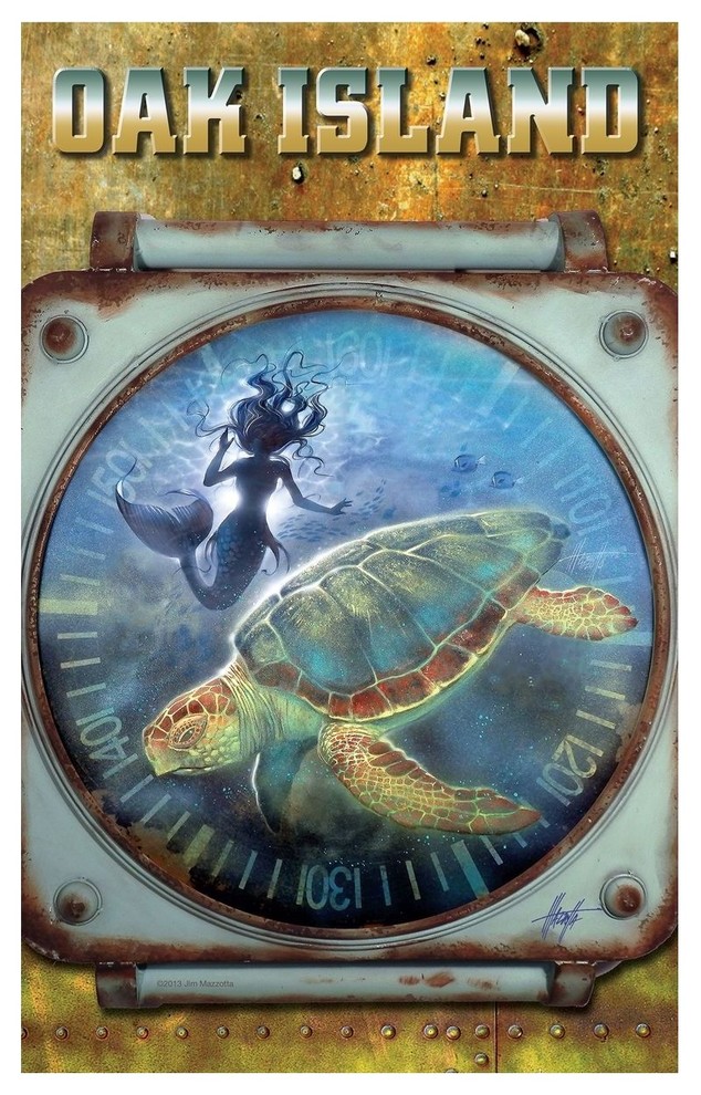 Jim Mazzotta Mermaid Turtle Oak Island Florida Art Print, 24"x36