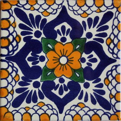 4-Piece Moris Talavera Mexican Tile, 6x6