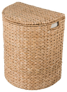 Sea Grass Half Moon Hamper/Laundry Basket With Removable Liner, Natural