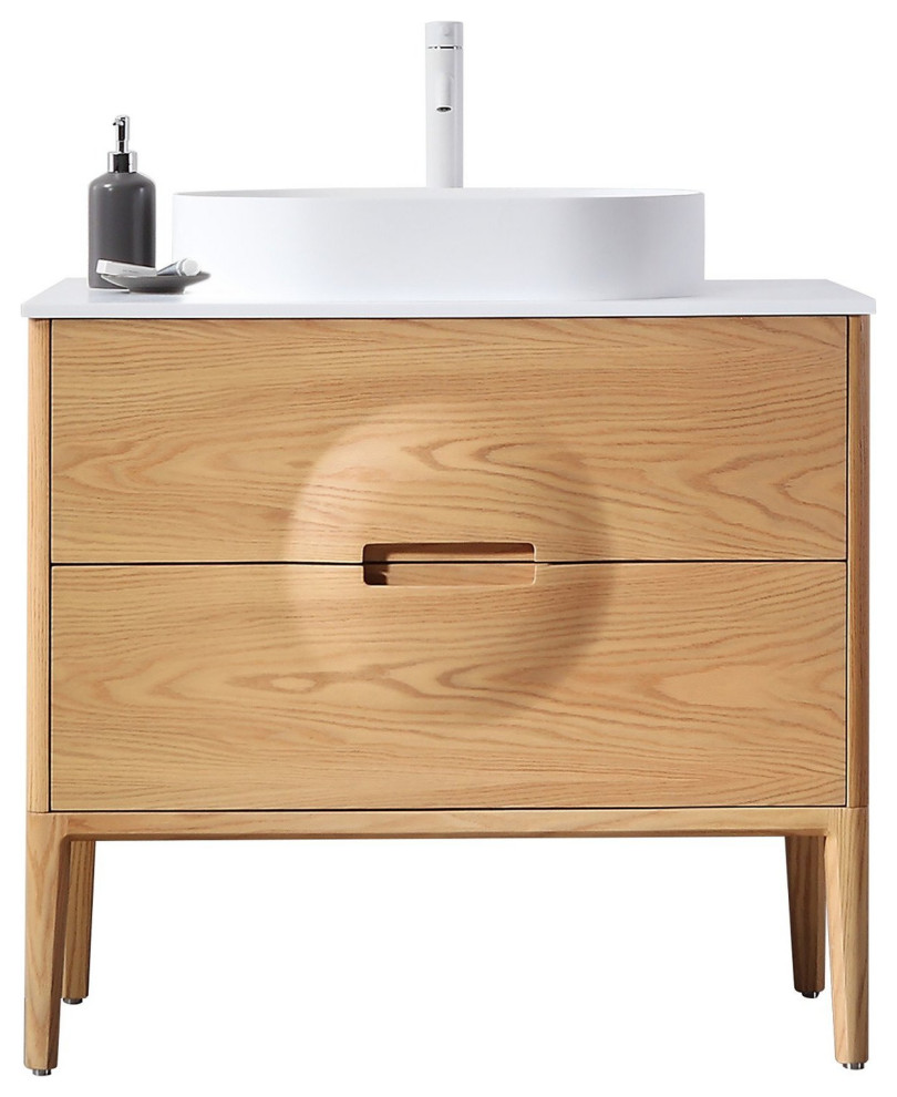 Colmar 36" Whitewash Oak Freestanding Modern Bathroom Vanity