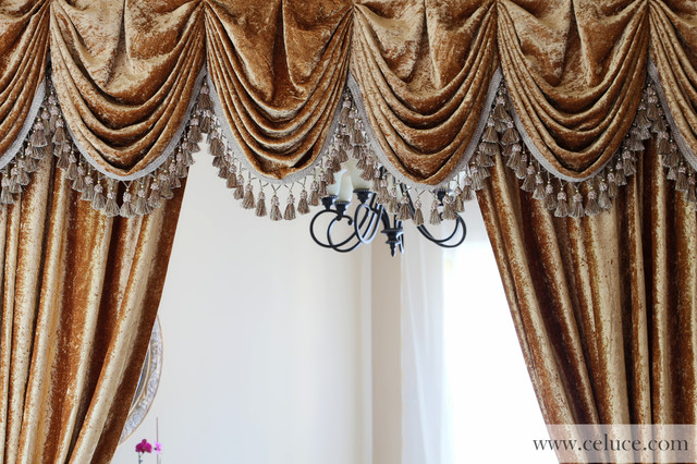 Gold Velvet - Pleated Austrian Style Swag Valance Curtains - Traditional -  Seattle - by Celuce | Houzz IE