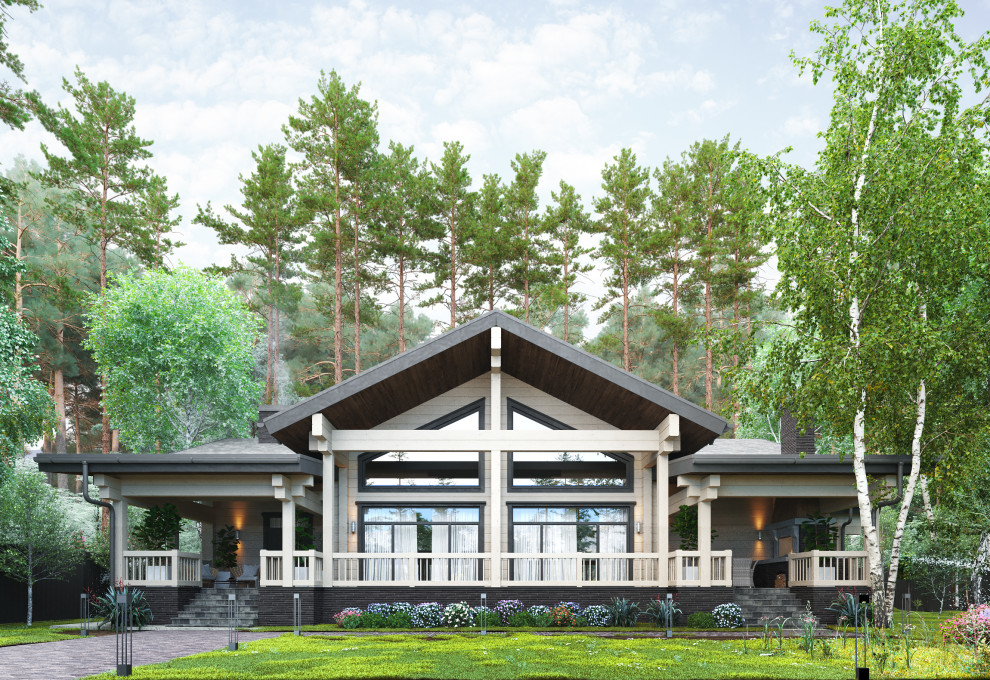 Дом из клееного бруса в лесу