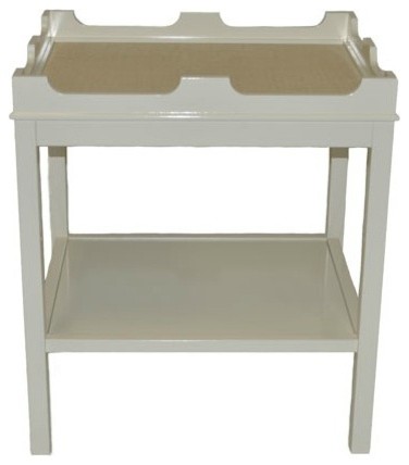 Edgartown End Table with Shelf - White Dove with Linen