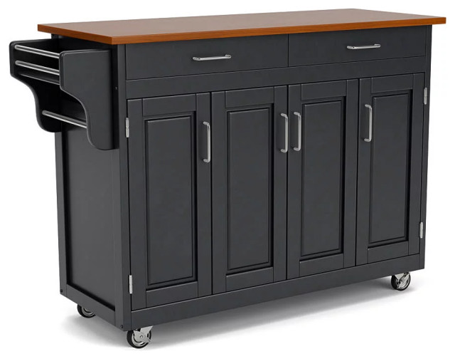 Contemporary Kitchen Island Cart, Multiple Cabinets & Storage Drawers ...