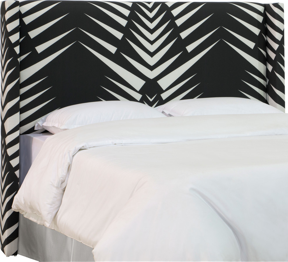 Remington Wingback Headboard, Geo Skin Black White, Full Contemporary Headboards by
