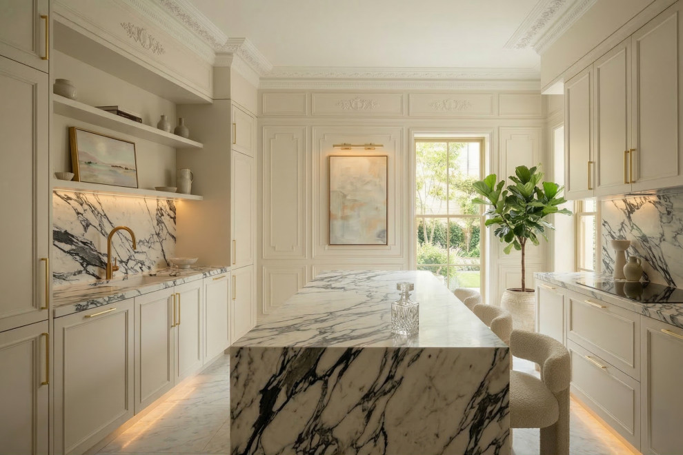 Inspiration for a mid-sized transitional kitchen remodel in Miami
