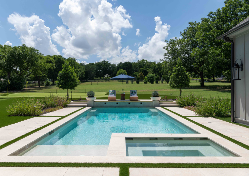 Transitional pool photo in Dallas