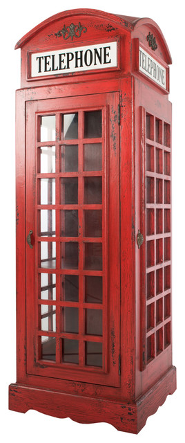 Vintage Red Phone Box Bookcase