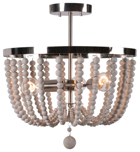 Dumas Light Wood Bead Semi Flush Beach Style Flush Mount Ceiling