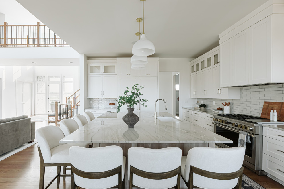 Example of a transitional kitchen design in Omaha