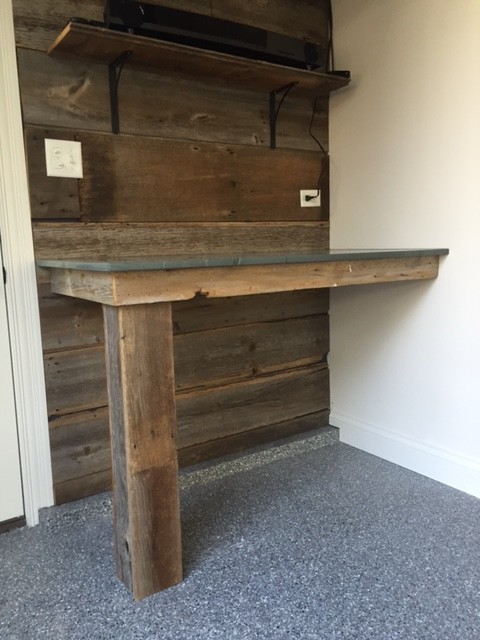 Garage - large rustic attached two-car garage idea in Chicago