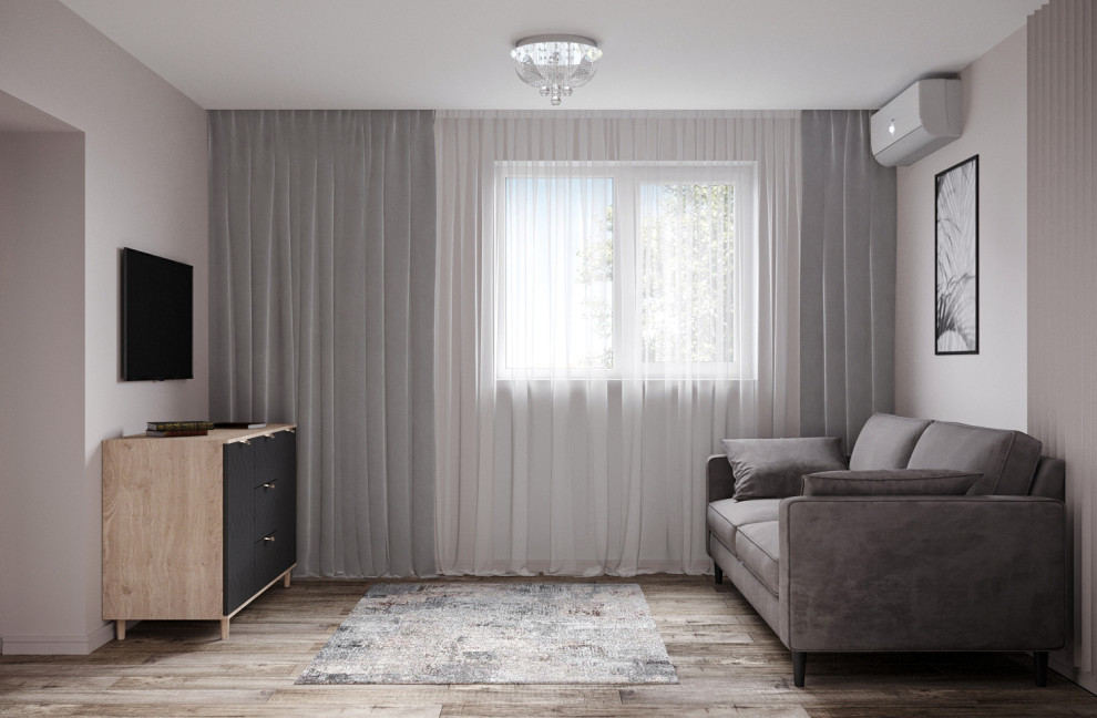 Современные оттенки серого и уютного дерева)