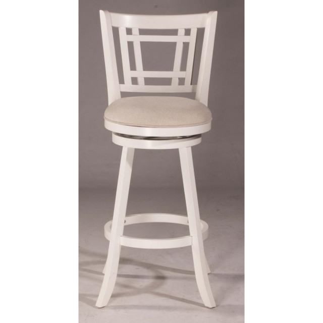 Fairfox Swivel Bar Height Stool White Wood Finish Transitional