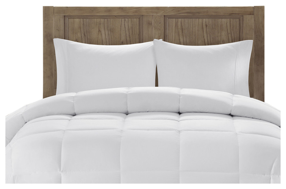 Bibb Home Microfiber Goose Overfilled Down Alternative Comforter - Checked White