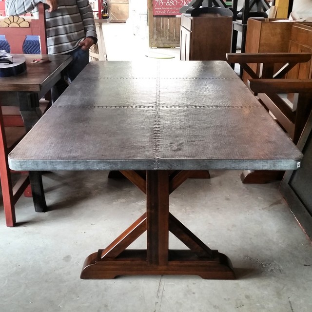 Zinc Farmhouse Table Farmhouse Patio Houston By Barrio