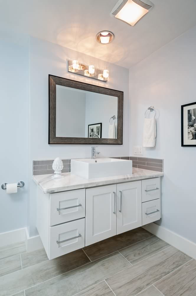 Example of a bathroom design in San Francisco with a floating vanity