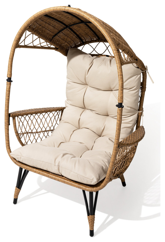 Patio Wicker Egg Chair E Rattan Oversized Basket Lounge Chair with Legs