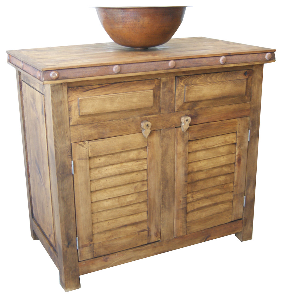 Rustic Shutter Doors Bathroom Vanity, 36"x22"x36" Rustic Bathroom