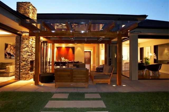 Vaucluse House New Glass Roofed Patio with Fireplace eclectic-patio