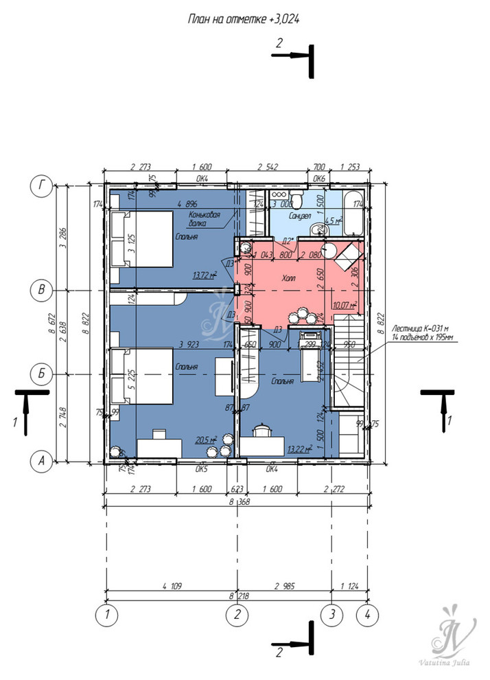 Эскизный проект индивидуального двухэтажного жилого дома в г. Кохма