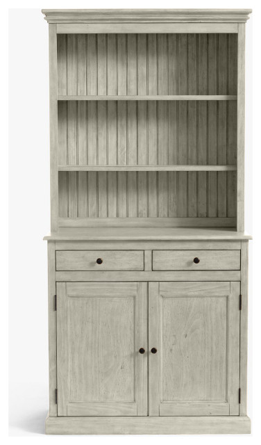 Traditional Dining Hutch With Buffet, European Ivory