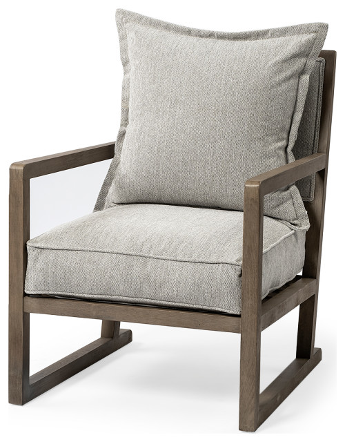 Sherlock Frost Gray Wood Frame Accent Chair Transitional Armchairs