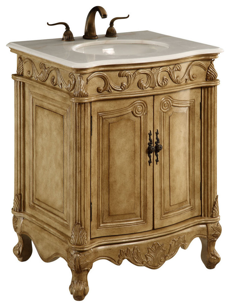 27" Single Bathroom Vanity Set, Antique Beige Contemporary Bathroom