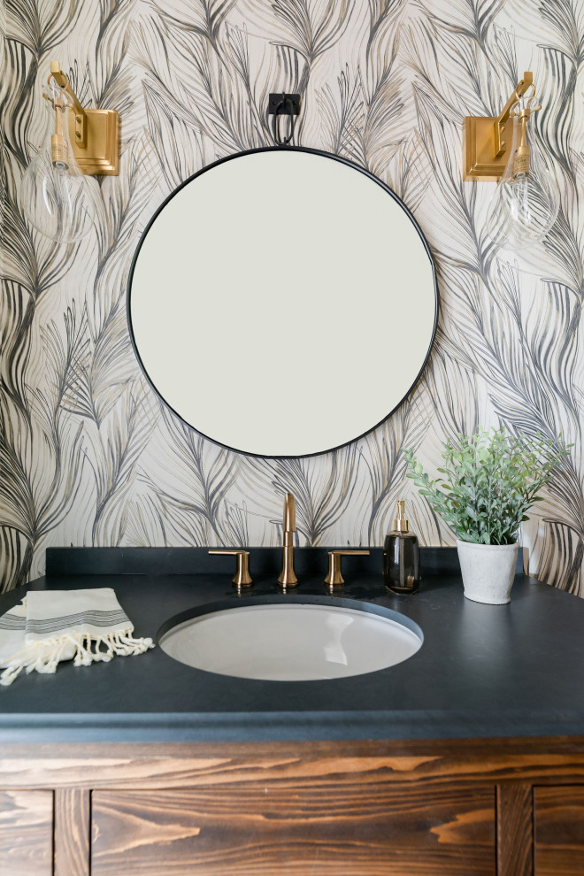 Design ideas for a country powder room in Nashville.