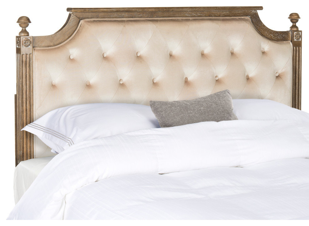 Safavieh Rustic Wood Tufted Headboard, Beige, Twin, Velvet, Queen French Country Headboards