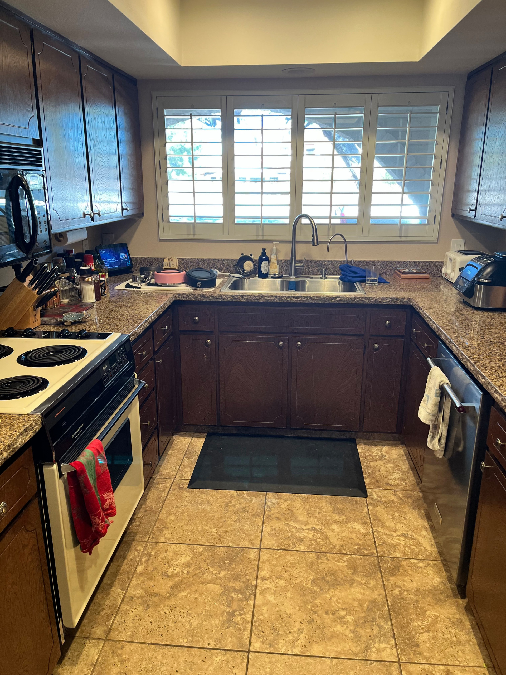 White Kitchen Reface with Custom Built In Dry Bar