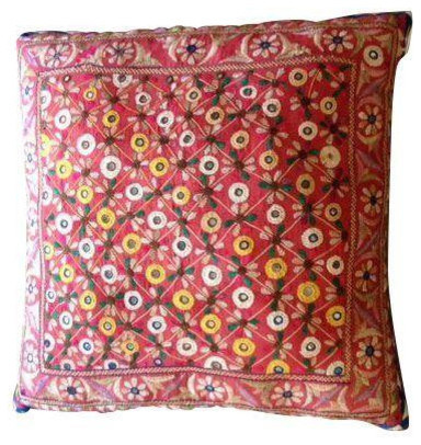 Vintage Suzani and Leather Pillow