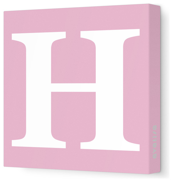 Letter - Upper Case 'H' Stretched Wall Art, 18" x 18", Pink