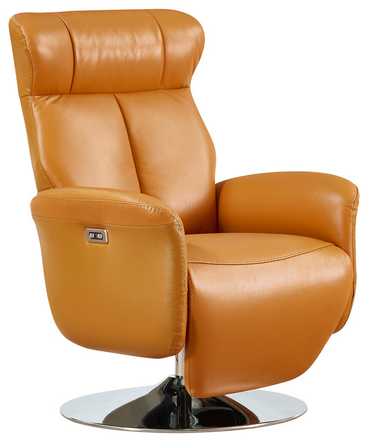Phoenix Power Recliner, Cognac Leather Contemporary Recliner Chairs