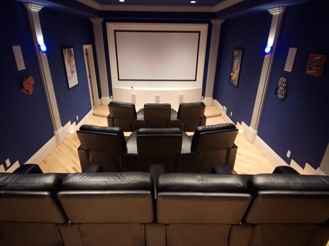 Photo of a modern home theatre in DC Metro.
