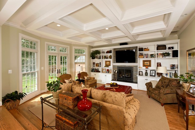 Family Room With Coffered Ceilings Family Room Dc Metro