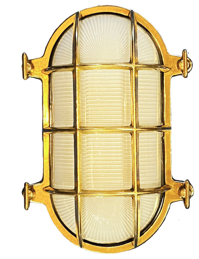 Oval Bulkhead Light (UL Listed for US J-Box) - Solid Brass / Exterior / Interior