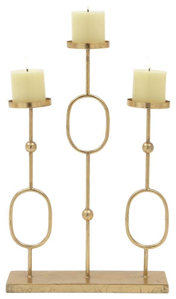 Modern Gold Metal Candle Holders Candelabra, 13"x20" Contemporary