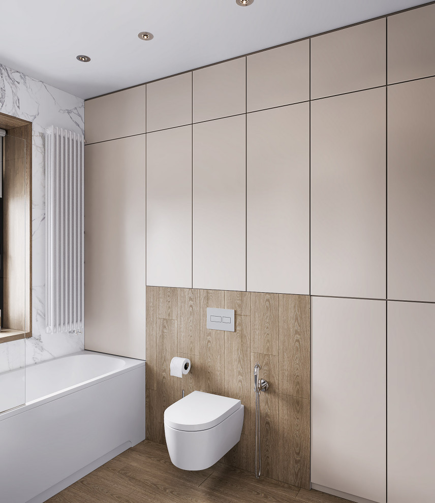 Ванная комната. Вид на инсталляцию встроенную в шкаф