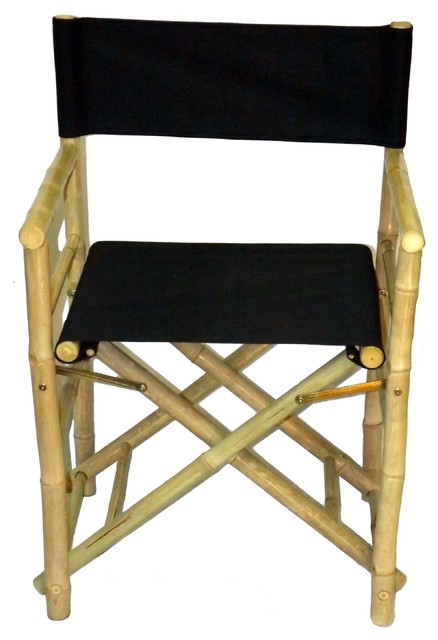 Chair Bamboo Low Director Chair, Set of 2, Black