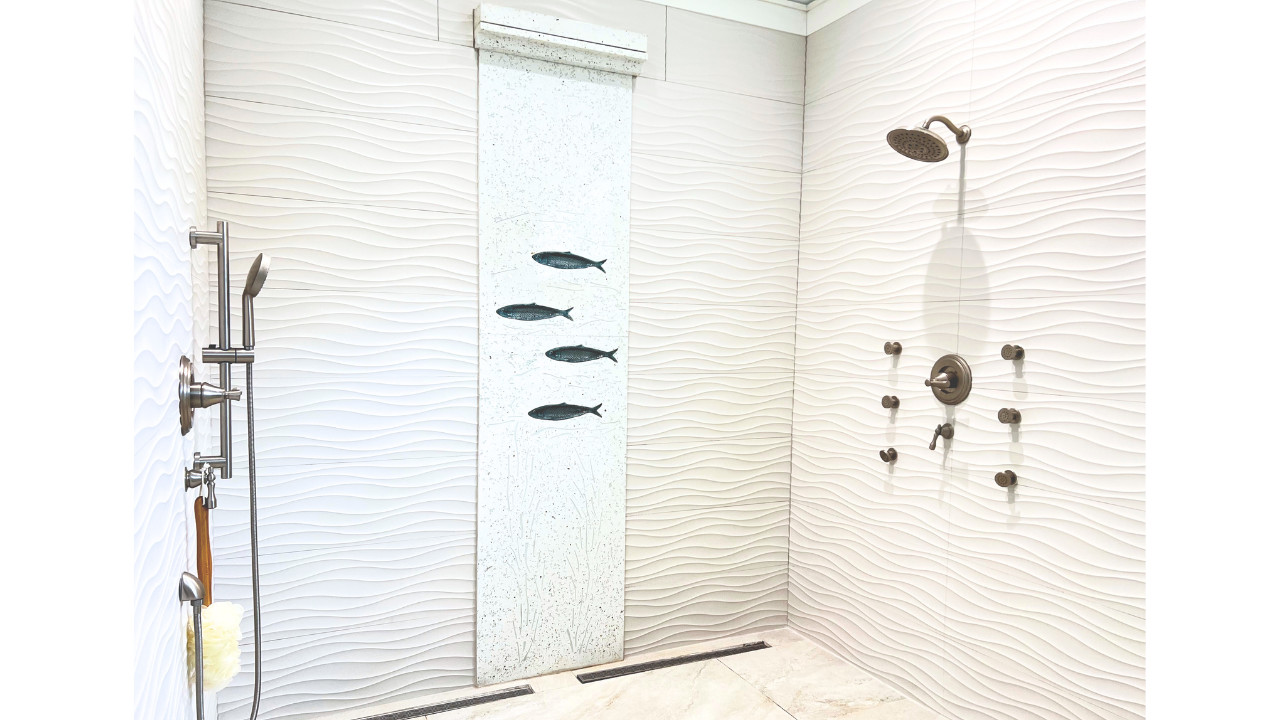 Custom Shower w/ Waterfall Ledge