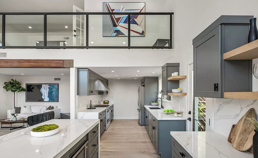 Kitchen with Family Room/Loft area above