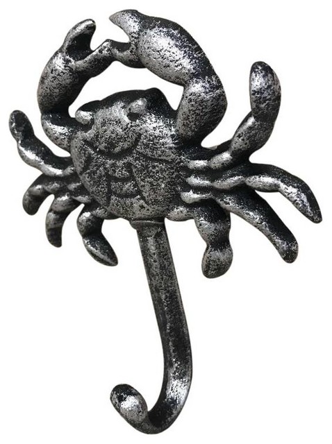 Rustic Silver Cast Iron Wall Mounted Crab Hook 5 Door Hook