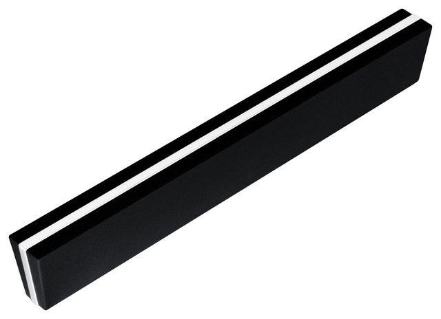 English Rectangle Confection Drawer Handles, Black With White Centre, Set of 5