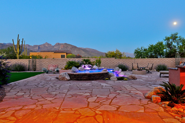Jacuzzi with Multicolored Lights american-southwest-swimming-pool-and-hot-tub
